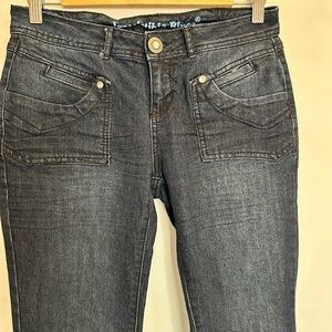 Irresistible Blues Womens Blue Denim Jeans Pants Low Rise Bootcut Dark Wash Sz 5